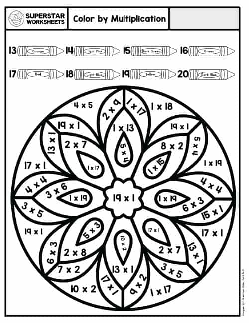 FREE Printable Mandala Color by Number Worksheets