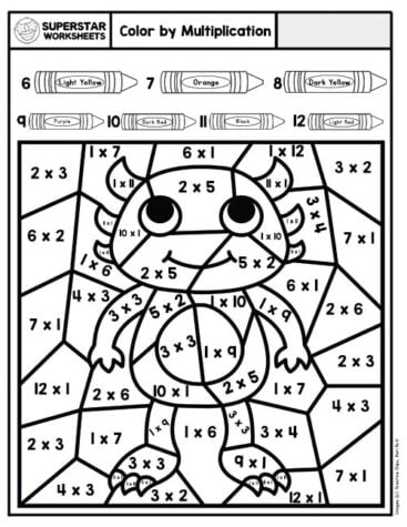 Multiplication Color By Number - Superstar Worksheets