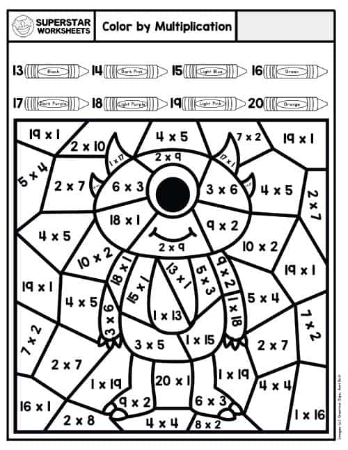 Multiplication Color By Number Coloring Pages