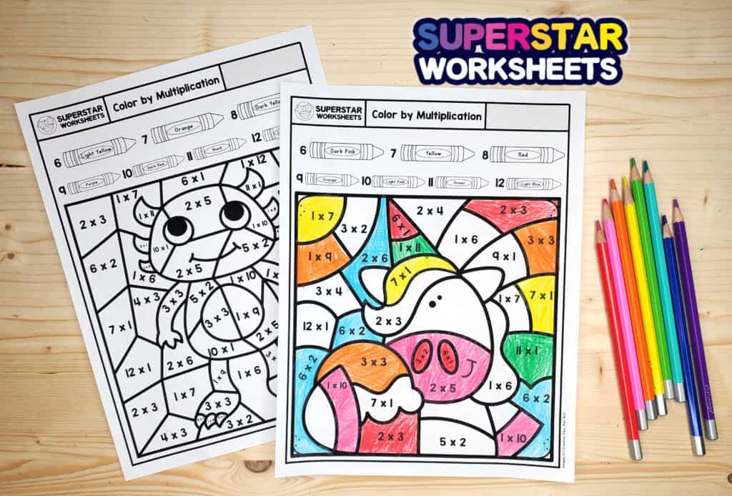 Color By Number Printables - Superstar Worksheets