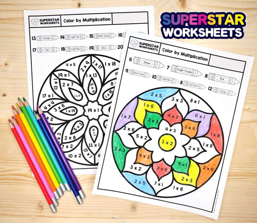 Color By Number Printables - Superstar Worksheets
