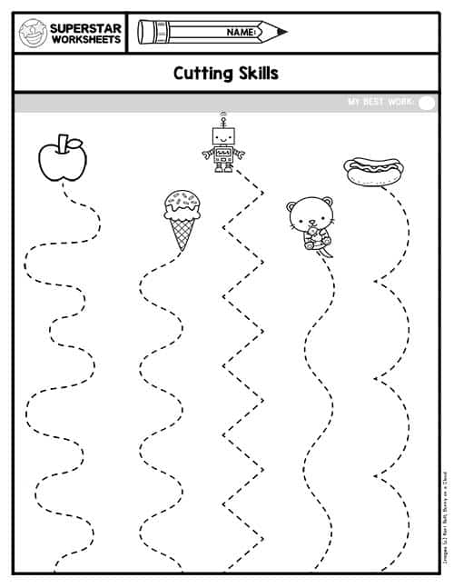 Improve Scissor Skills +39 Worksheets for Cutting Practice - DEVELOP LEARN  GROW