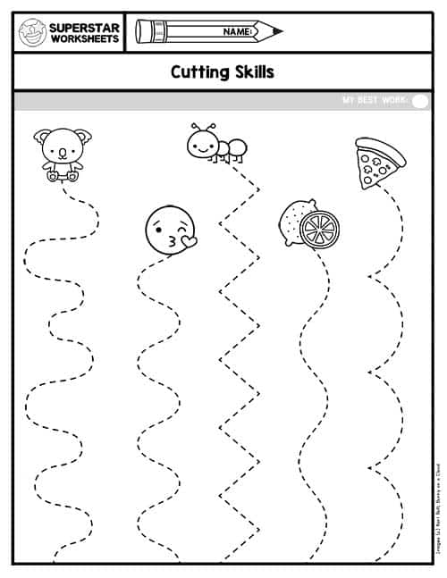 Toddler Scissor Practice Activities Learning Haircut Cutting Sheet  Printable Worksheet Preschool Homeschool Activity Sheets 