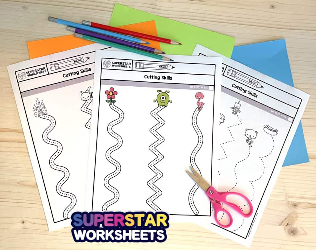 Scissor Skills Preschool Activity Book: Learn Cut Lines, Shapes, Fruits,  Animals