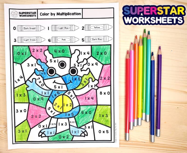 Multiplication Color By Number Superstar Worksheets