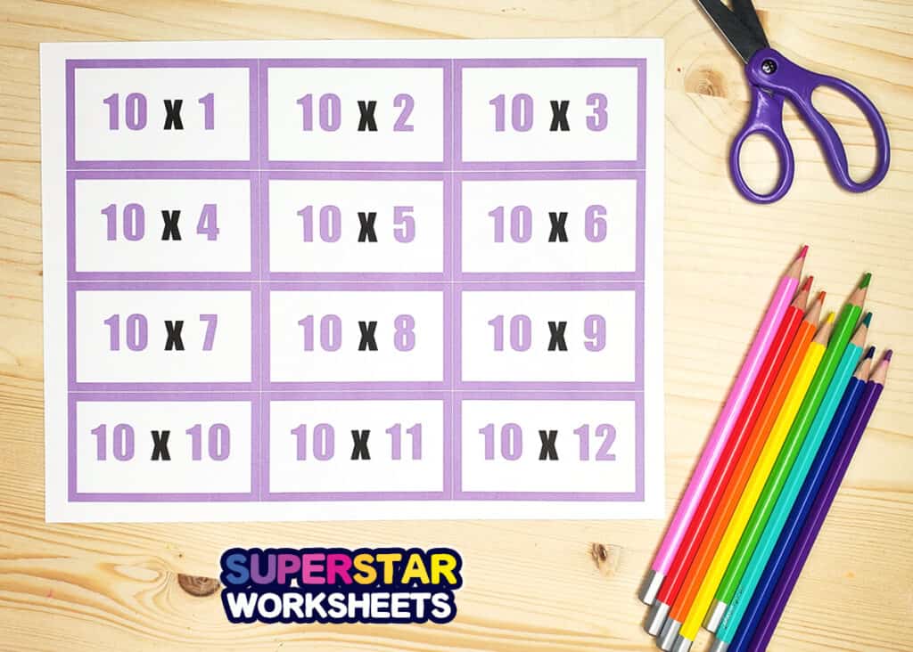 Multiplication Flashcards - Superstar Worksheets