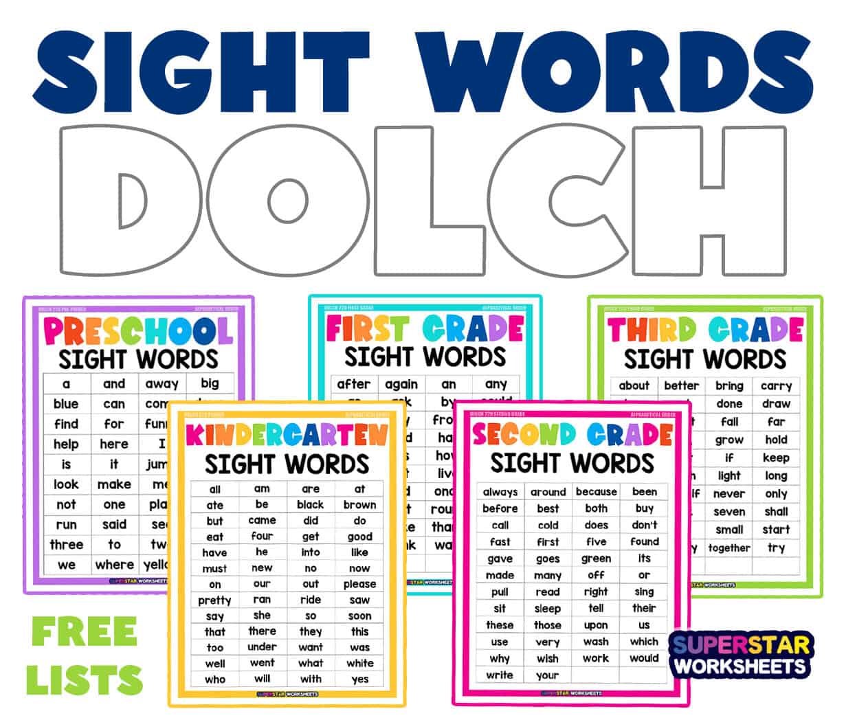 Dolch Sight Words Superstar Worksheets