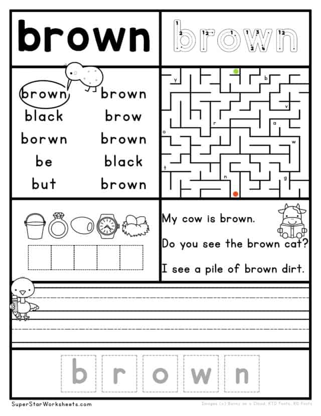 Kindergarten Sight Word Worksheets - Superstar Worksheets