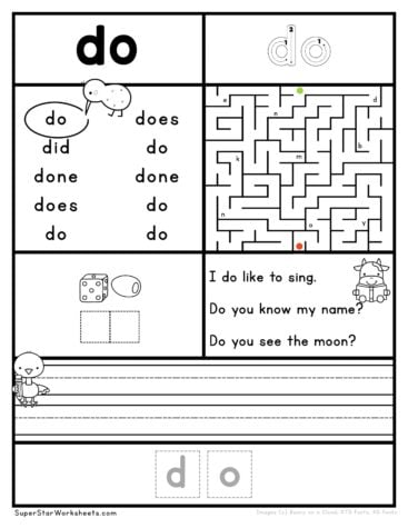 Kindergarten Sight Word Worksheets - Superstar Worksheets