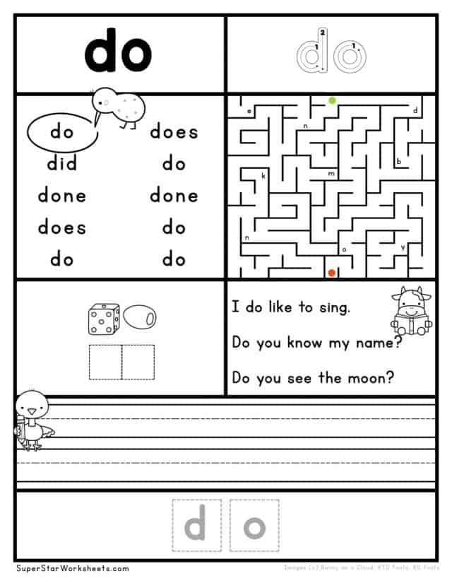 Kindergarten Sight Word Worksheets - Superstar Worksheets