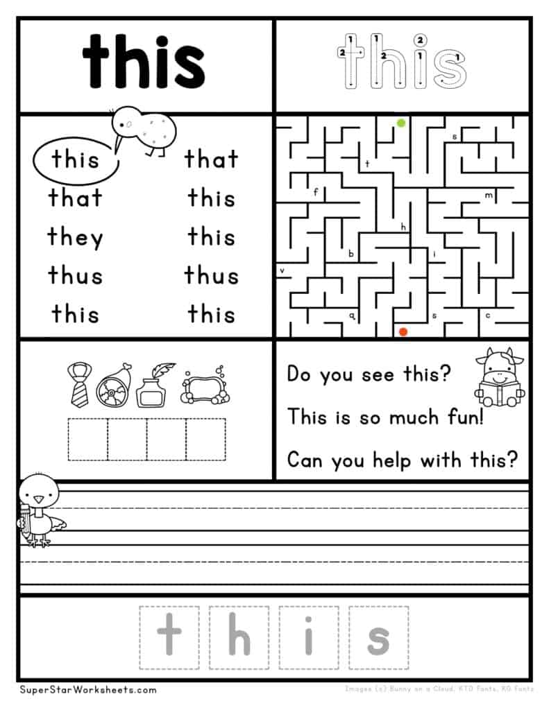 Kindergarten Worksheets - Superstar Worksheets