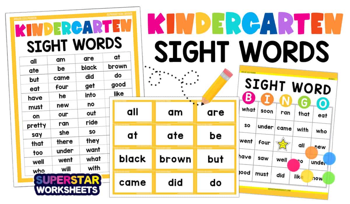 kindergarten sight words list printable