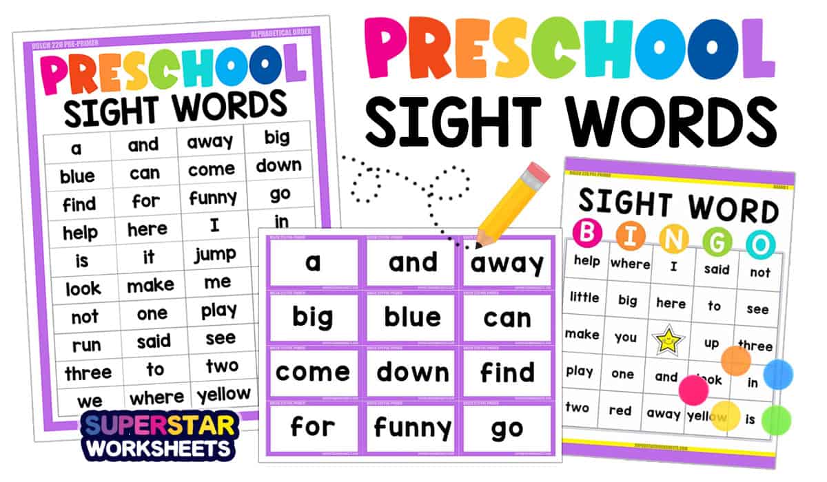 pre k words printable