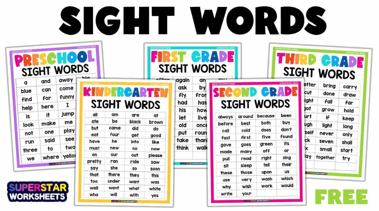Preschool Sight Words Superstar Worksheets 52% OFF