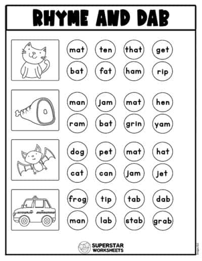 Rhyming Worksheets For Kindergarten Superstar Worksheets