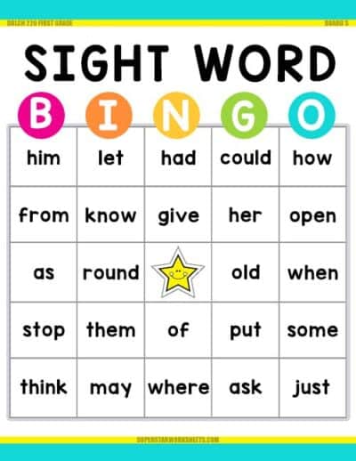 Sight Word BINGO - Superstar Worksheets