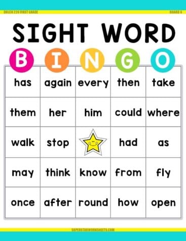 Sight Word BINGO - Superstar Worksheets