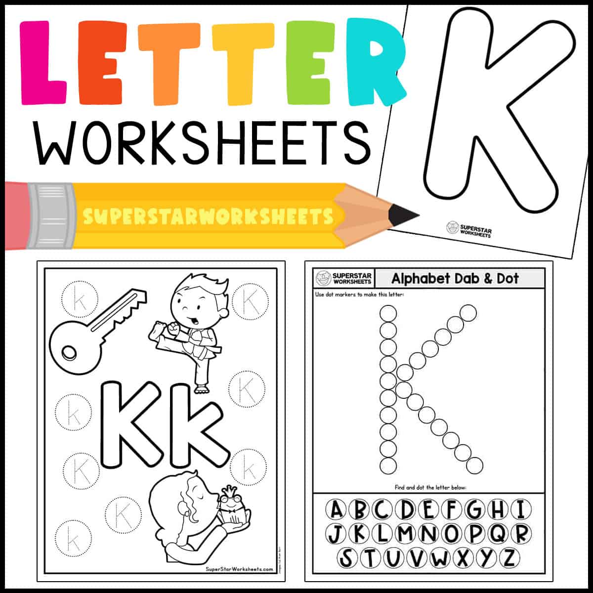 Letter of the week: LETTER K-NO PREP WORKSHEETS- LETTER K Alphabet