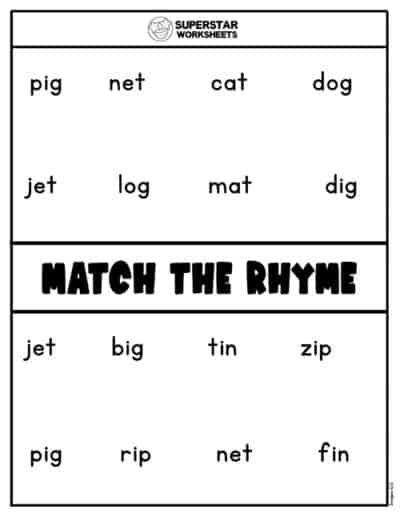 Rhyming Worksheets For Kindergarten - Superstar Worksheets