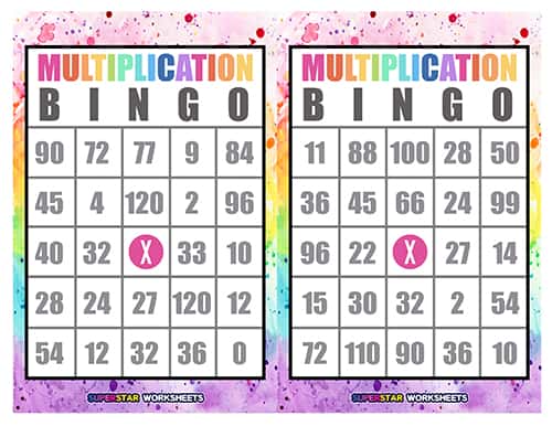 Multiplication Bingo Superstar Worksheets
