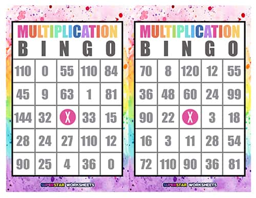 Multiplication Bingo Superstar Worksheets 3260