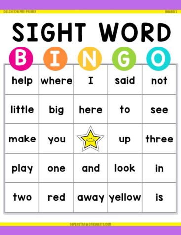 Sight Word BINGO - Superstar Worksheets