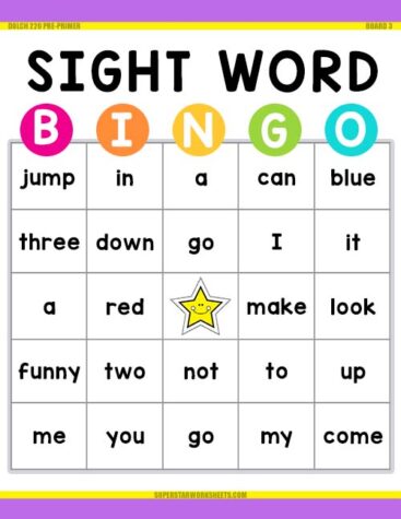 Sight Word BINGO Superstar Worksheets Sight Word BINGO Superstar Worksheets