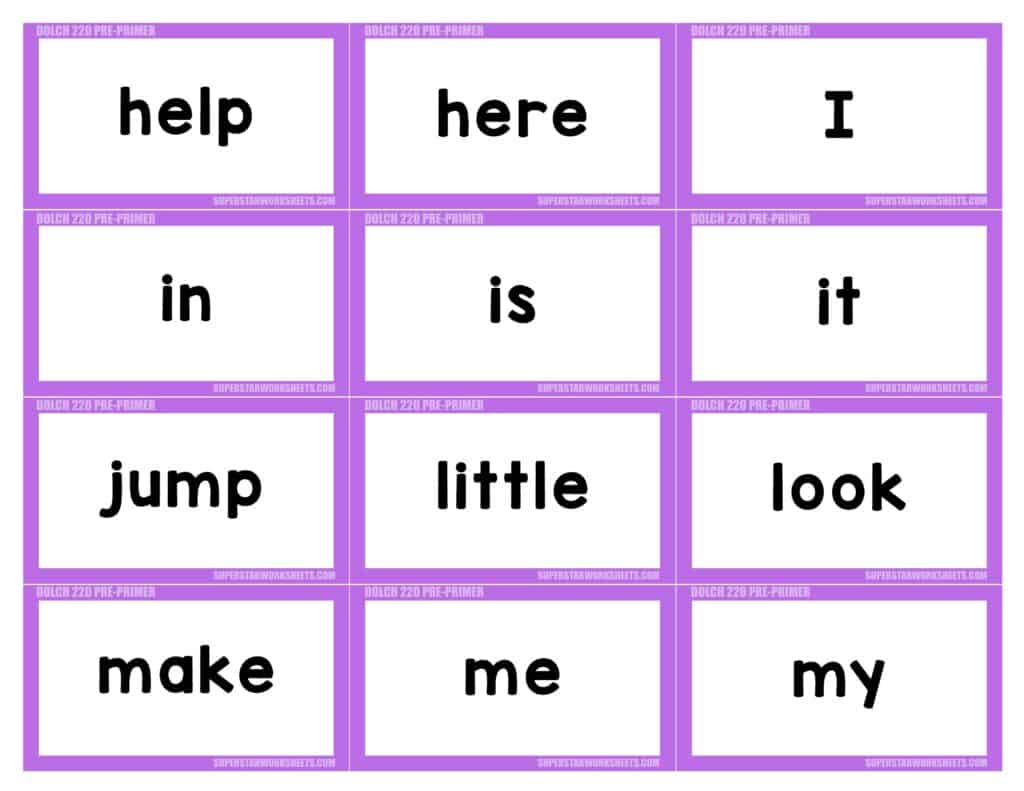 Sight Word Flashcards - Superstar Worksheets