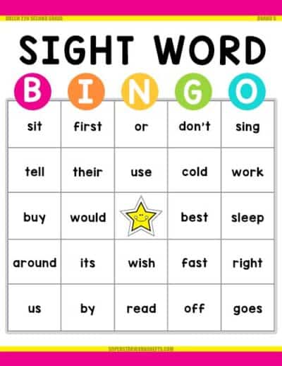 Sight Word BINGO - Superstar Worksheets