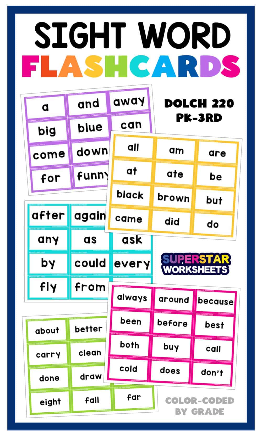 Sight Word Flashcards - Superstar Worksheets