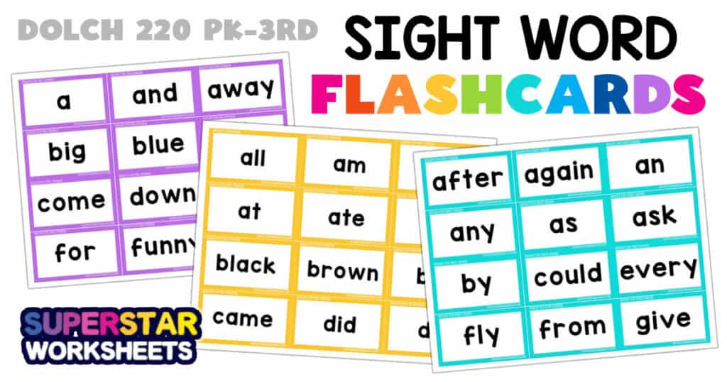 Sight Word Flashcards - Superstar Worksheets