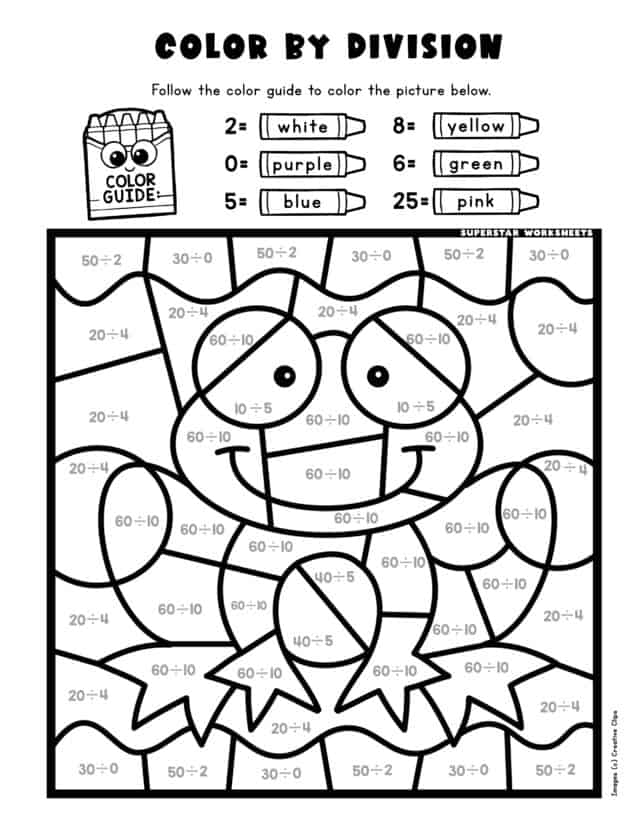 Division Color by Number Superstar Worksheets