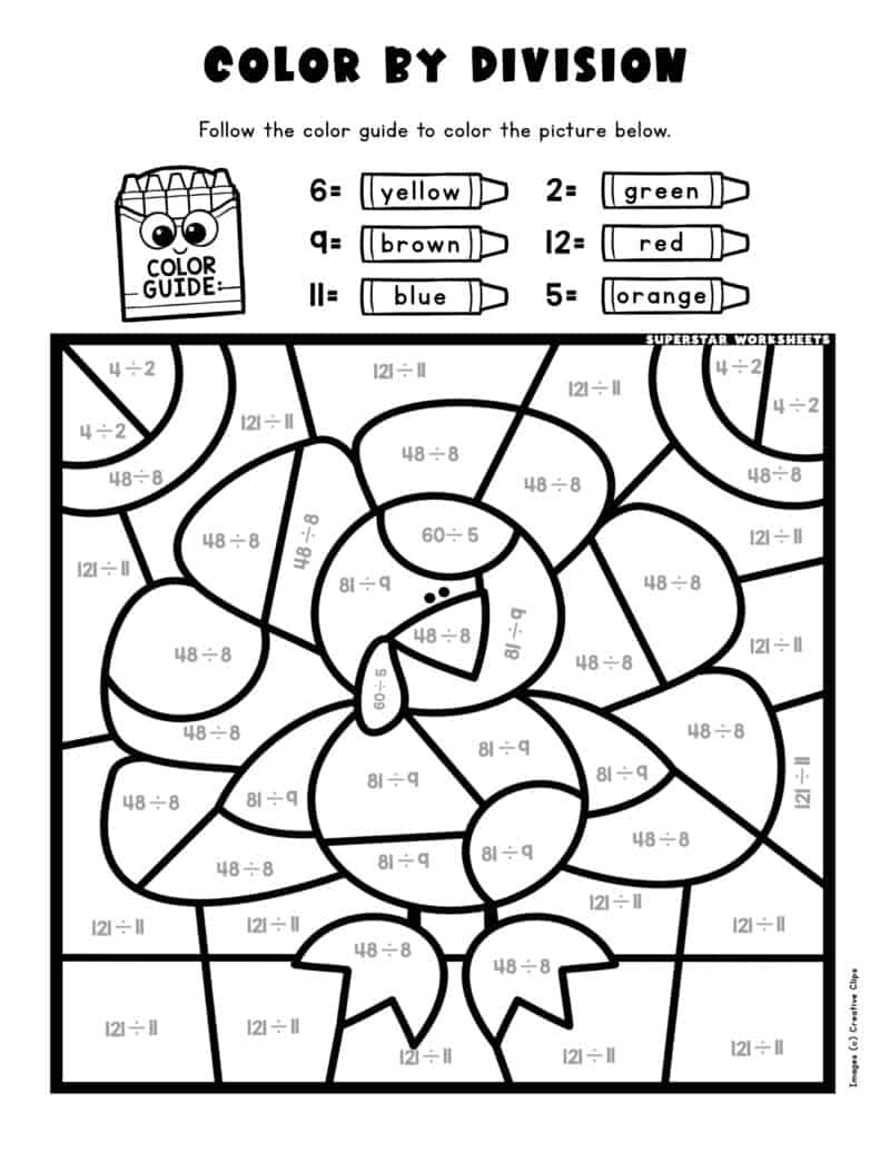 Division Color By Number Printables