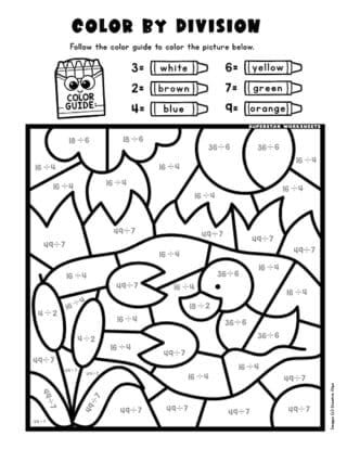 Division Color by Number - Superstar Worksheets