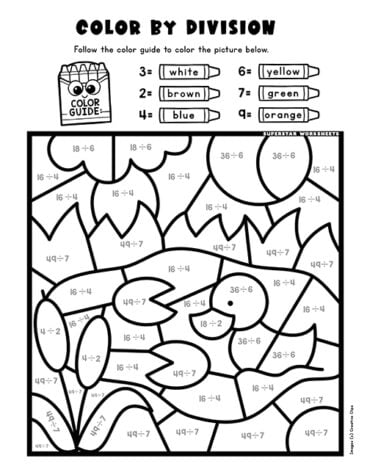 Division Color By Number - Superstar Worksheets