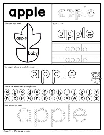 Dolch Noun Sight Word Worksheets - Superstar Worksheets