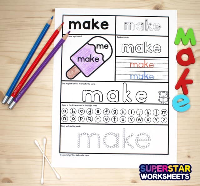 Preschool Sight Word Worksheets - Superstar Worksheets