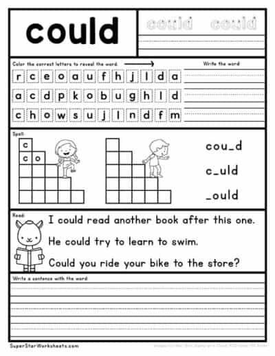 First Grade Sight Word Worksheets - Superstar Worksheets