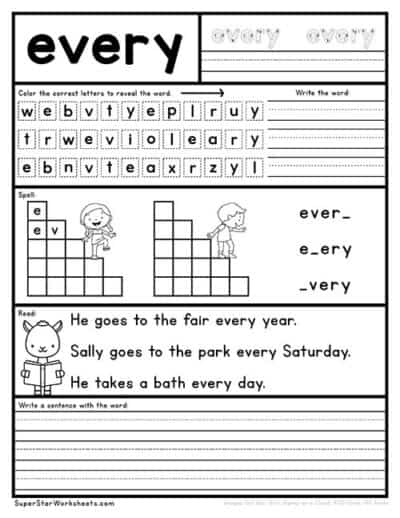 First Grade Sight Word Worksheets - Superstar Worksheets