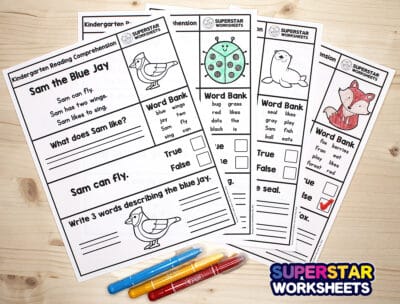 Kindergarten Reading Comprehension Worksheets - Superstar Worksheets