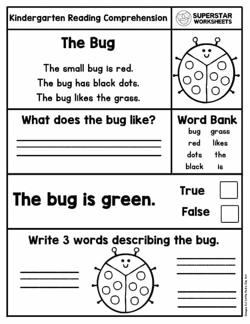 Reading Comprehension Worksheets Kindergarten Printable Kindergarten 