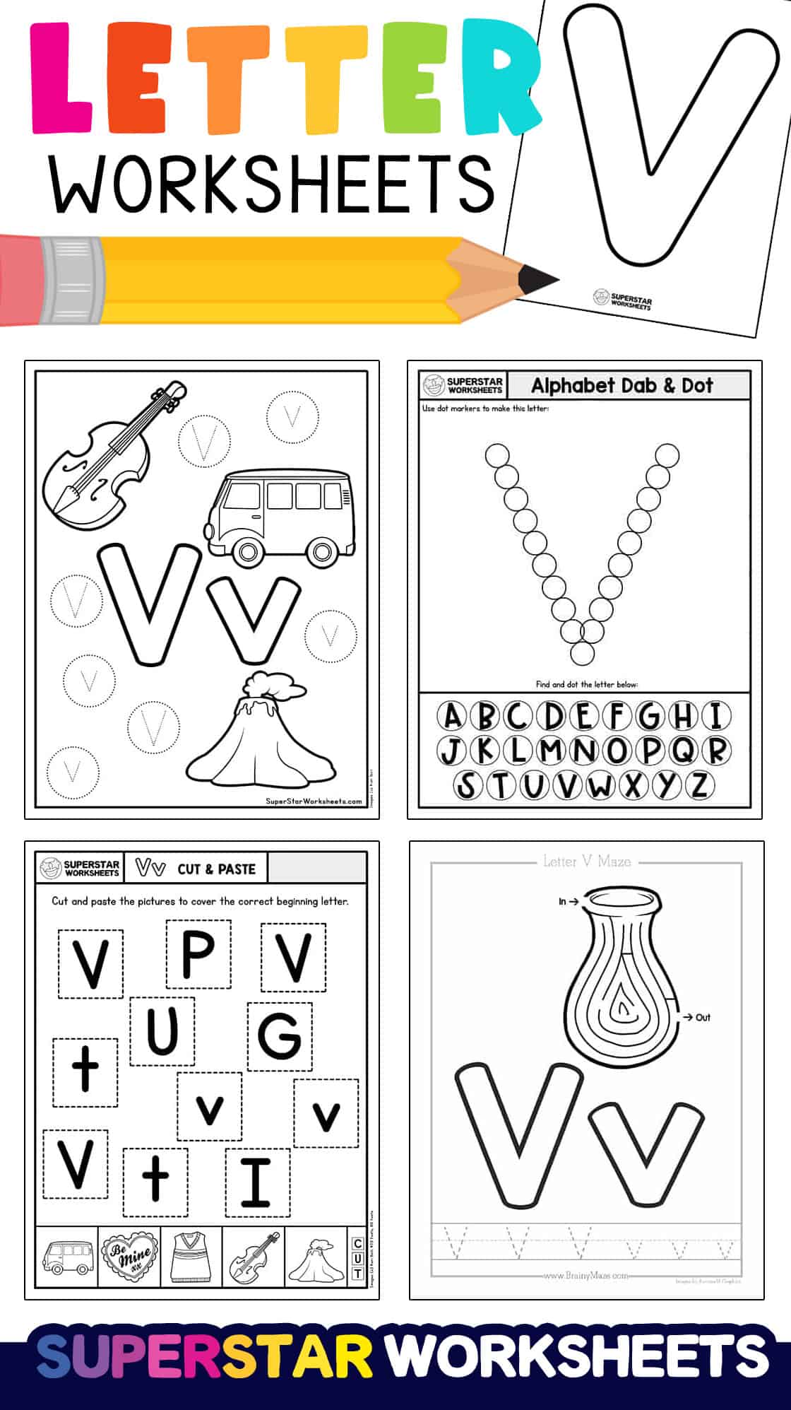 Letter V Worksheets - Superstar Worksheets