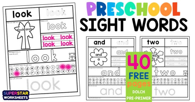 Preschool Sight Word Worksheets - Superstar Worksheets