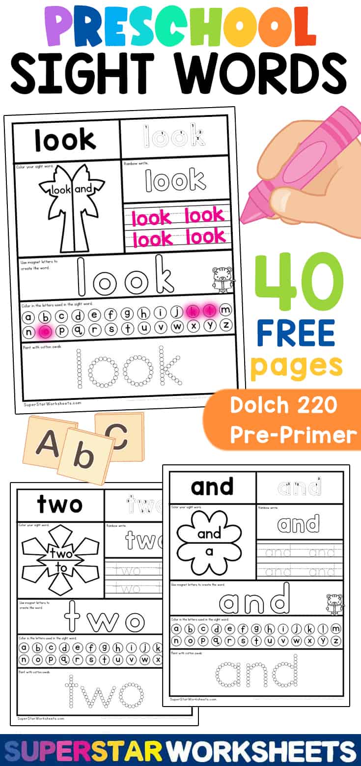 Preschool Sight Word Worksheets - Superstar Worksheets