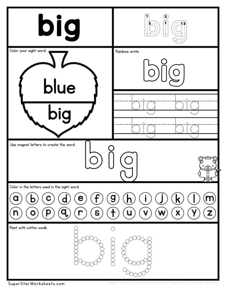 Preschool Sight Word Worksheets - Superstar Worksheets