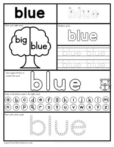 Preschool Sight Word Worksheets - Superstar Worksheets