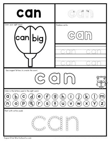 Preschool Sight Word Worksheets - Superstar Worksheets