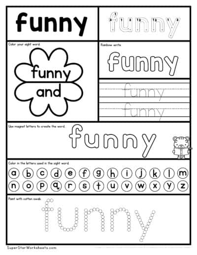 Preschool Sight Word Worksheets - Superstar Worksheets