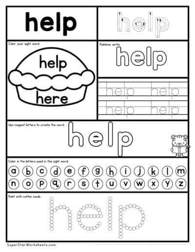 Preschool Sight Word Worksheets - Superstar Worksheets