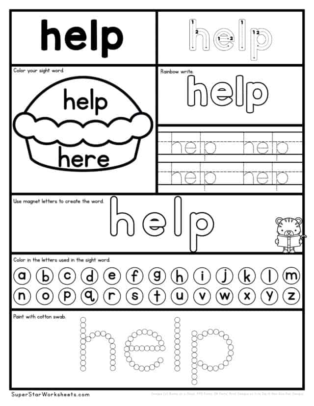 Preschool Sight Word Worksheets - Superstar Worksheets